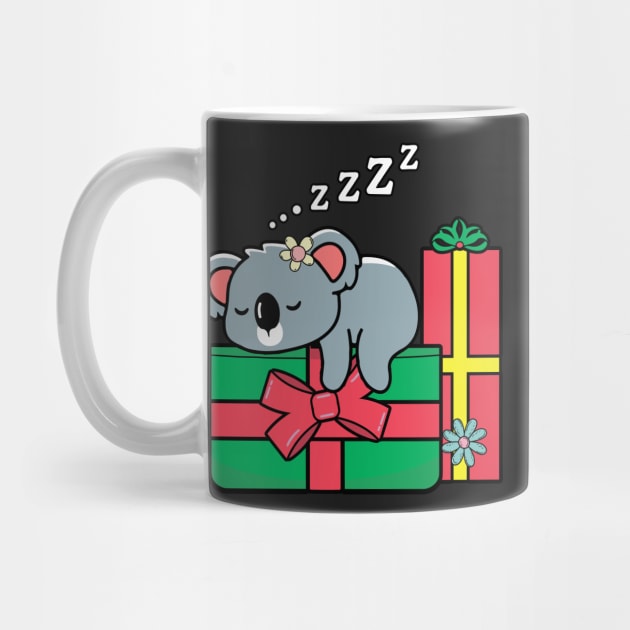 Christmas Koala Sleeping on Presents by ArtRUs